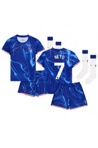 Fotbalové Dres Chelsea Pedro Neto #7 Dětské Domácí Oblečení 2024-25 Krátký Rukáv (+ trenýrky)